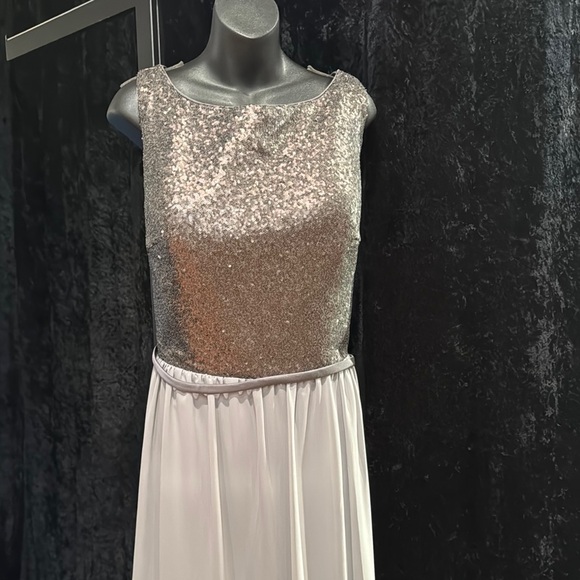 Christina Wu Charcoal Matte Sequin Backless Gown - Picture 2 of 5